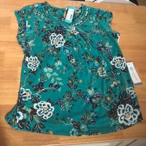 Bring scoop neck pleat detail knit top green L